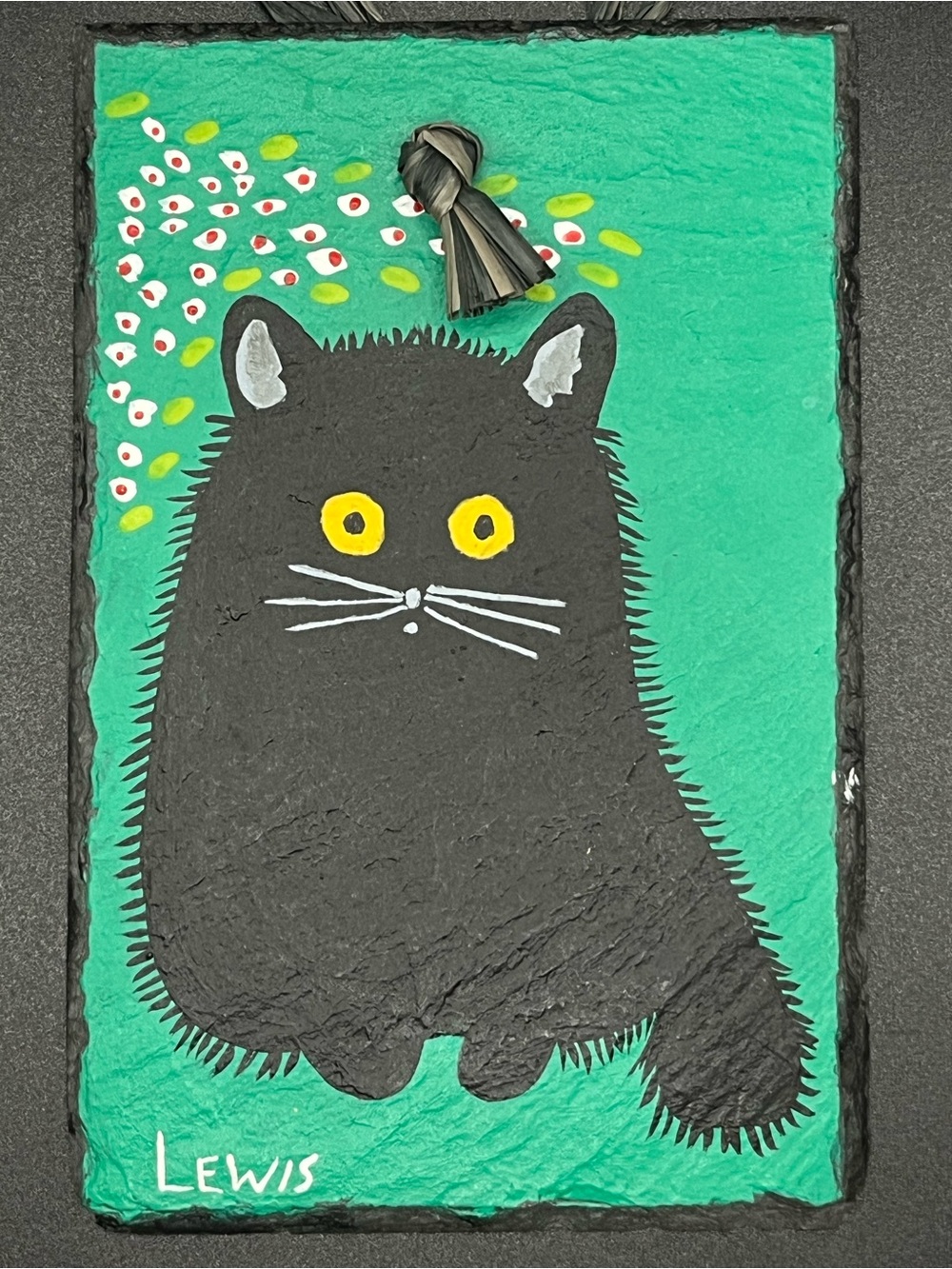 Somebody’s Cat, Lewis. Painted Slate Hanging Art